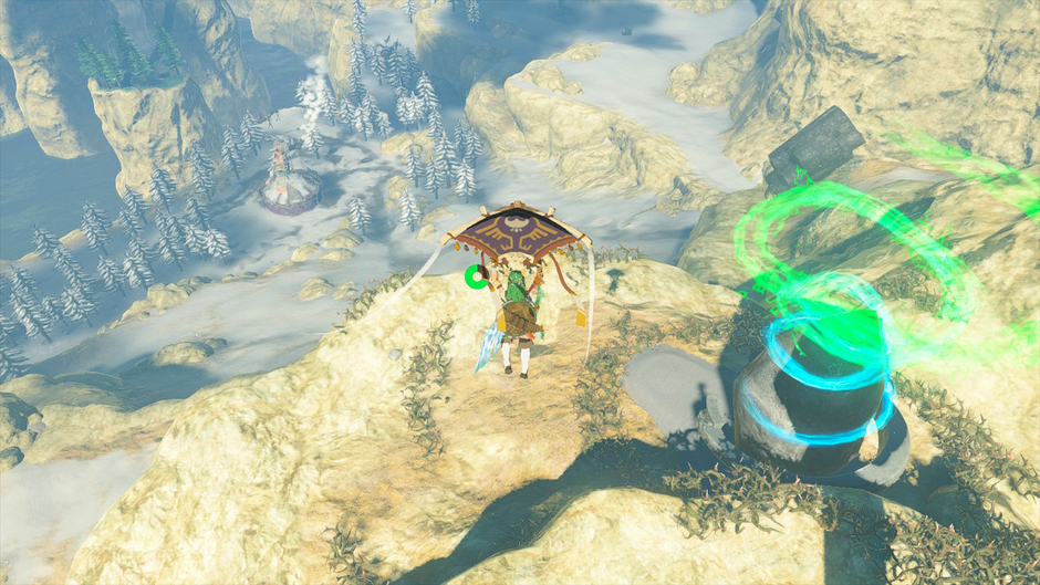 Oromuwak: A Launching Device is a Surface shrine in the Tabantha Frontier region on the Lindor's Brow Skyview Tower map near Lucky Clover Gazette