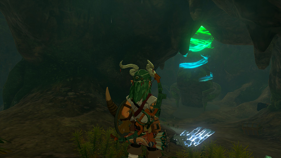 Tadarok: Fire and Water is a Surface shrine in the Hyrule Field region on the Hyrule Field Skyview Tower map near The Great Plateau inside the River of the Dead Waterfall Cave