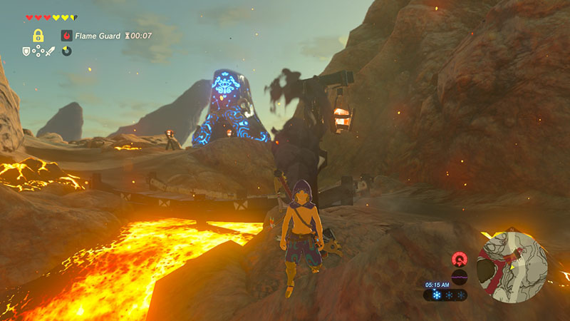 Shae Mo'sah: Swinging Flames is a shrine in the Eldin region near Goron City